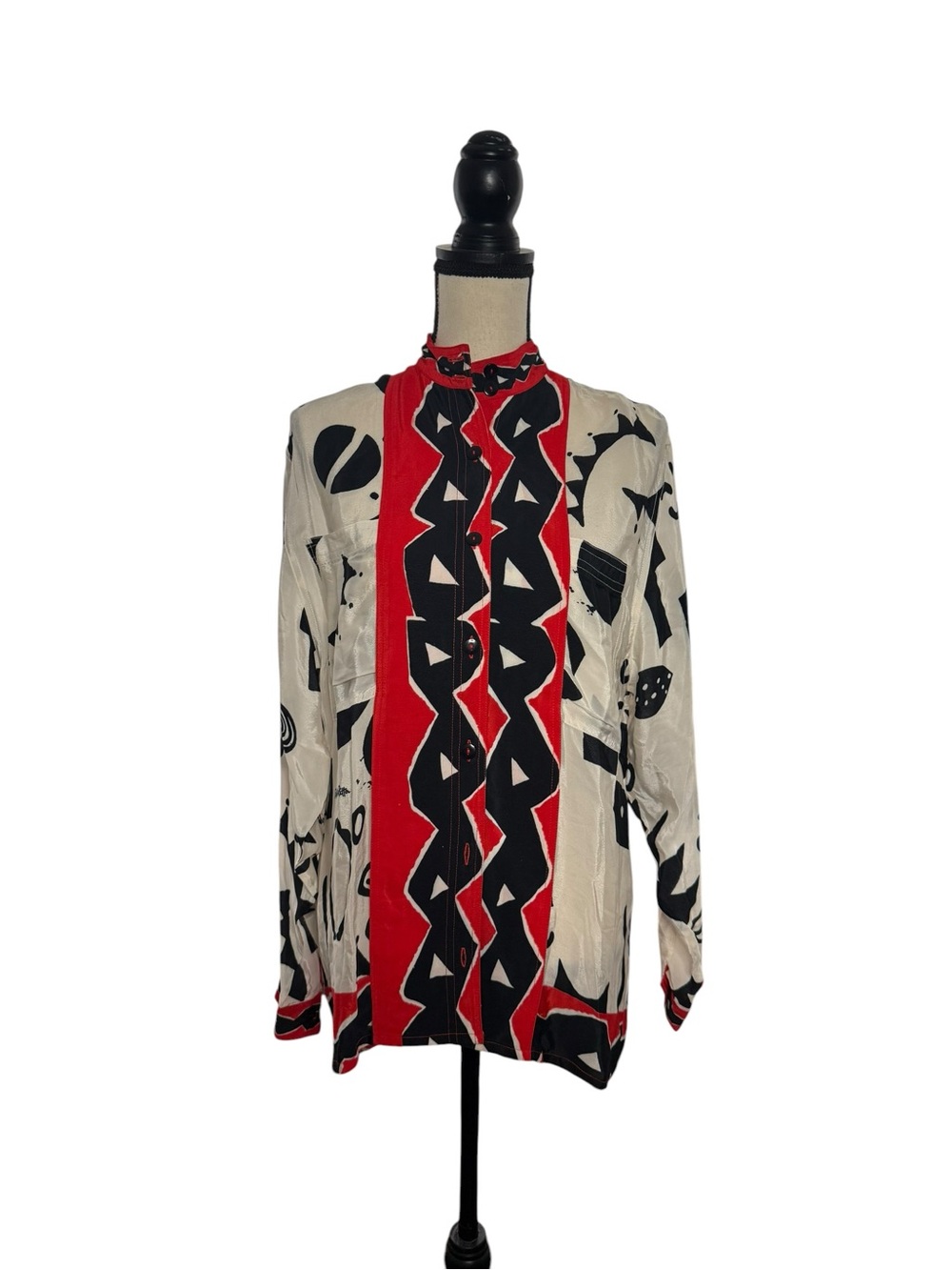 Farm Rio x Alberto Pitta Collection Long Sleeve Red Cream Graphic Shapes Women S